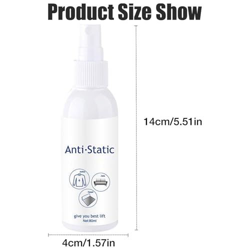 Antistatik Spray Kleidung, Anti Static Spray, für Kleidung, Textilien, Möbel und Auto, Reduziert Statische Aufladung, 80 ml