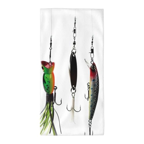 JEJEA Plusieurs types d'appâts de pêche imprimés serviettes de bain plus légères, plus rapides à sécher, super douces et absorbantes, parfaites pour la...