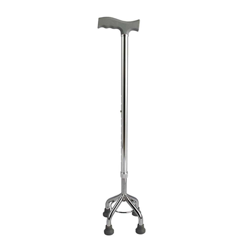 Bastone telescopico Multifunzionale Leggero e Portatile per Anziani, Regolabile in Altezza, a Quattro Gambe, galvanizzato.