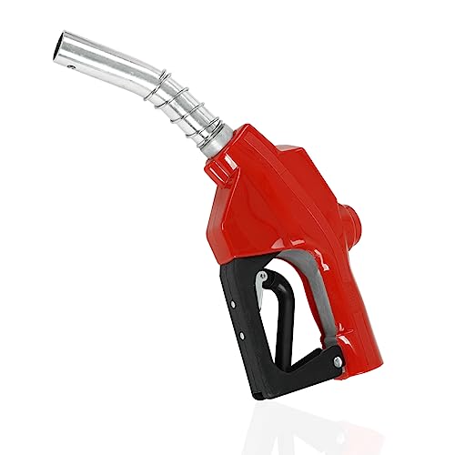 EASYBERG 1" NPT Auto Fuel Nozzle, Auto Shut Off Fuel Nozzle with 3-speed Padlock, Spout 1" for Gasoline, Diesel, Biodiesel and Kerosene, Red