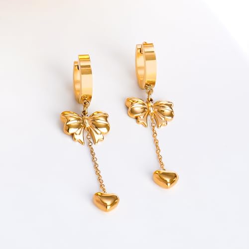 Image of Rubans Demi Fine Stainless Steel Dangler Earrings CZ Gift for Women & Girls
