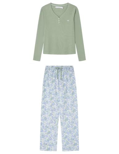 Women'secret Long Pyjama Daily Farmer's Market Pijamas, Kaki, S para Mujer