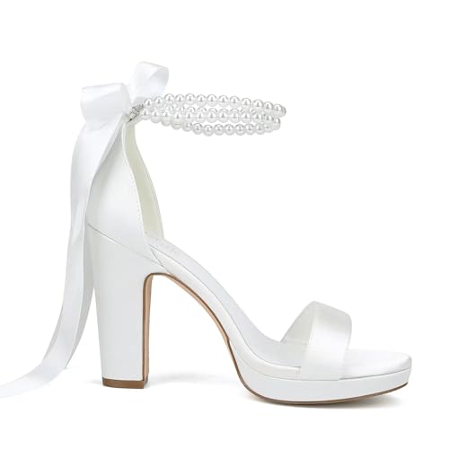 Platform Heels Wedding Shoes for Bride Pearl Heels Open Toe Bridal Shoes Wedding Heeled Sandals4