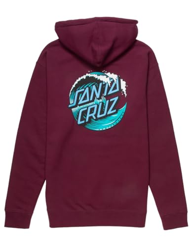 SANTA CRUZ Wave Dot P/O Hooded Heavyweight Sweatshirt Maroon Sm Mens