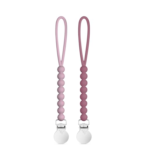 Image of Ryan & Rose Cutie Clip 2 Pack - Pacifier Clip Holder Silicone (Judy-Wisteria /Judy-Raisin)