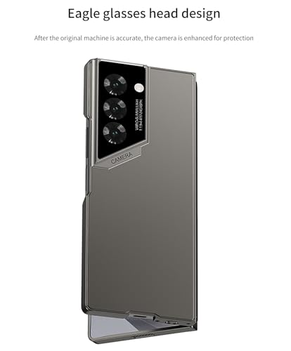Image of Midkart Matte Cover Compatible with Samsung Galaxy Z Fold 6 Release 2024 Ultra Thin Hard PC with Front Glass Case Glossy Camera Protection, Royal Beige