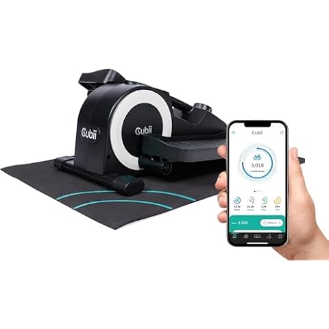 Cubii JR1+ Under Desk Elliptical Exercise Machine Bundle with Non Slip Mat - Compact, Quiet, Adjustable Resistance Levels, Portable, Bluetooth Connected for Adults and Seniors Cover