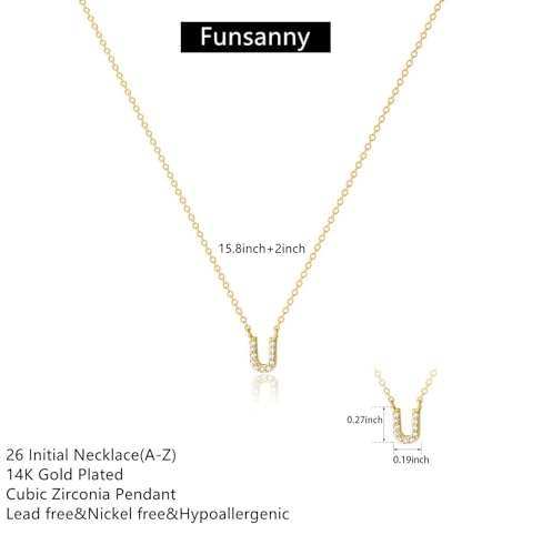 Initial Heart Necklaces for Women - Dainty Cute Necklace Small Layered 14K Gold Plated A-Z Letter CZ Pendant Trendy Satellite Chain Necklaces for Women Non Tarnish Gold Jewelry Set Gift