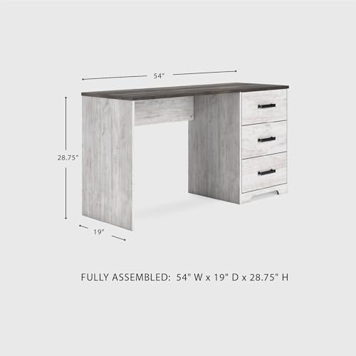 Signature Design by Ashley Shawburn Farmhouse 3-Drawer 54" Home Office Desk, White & Gray - Image 4