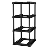 POMILER 4-Tier Plastic Tote Rack for 27 Gallon Industrial Storage Bins, Black, Tool-Free Assembly, 27 5/8x25 1/2x57 1/2 Inch, Holds 4 Totes