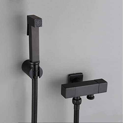 Pulverizador de grifo de bidé de mano negro con manguera de ducha para pared