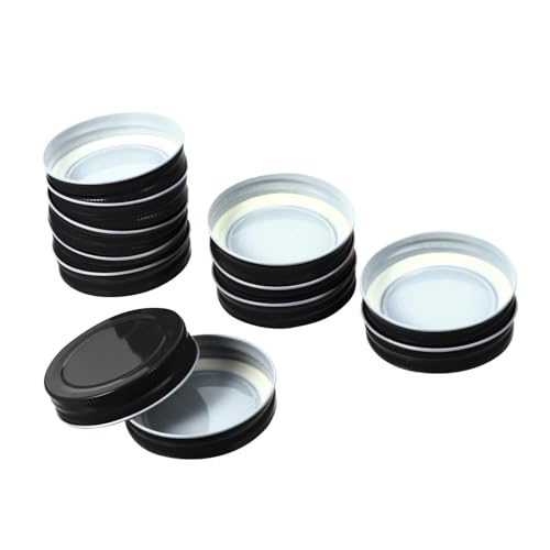 FUNOMOCYA 12pcs Mason Jar Lids Tinplate Lids Canning Lids for Mason Jar Sealing Mason Jars 32 Oz Mason Jar Covers Wide Mouth Ball Jar Lids Black Mason Jars Tin Lids Steel Cover Child Metal