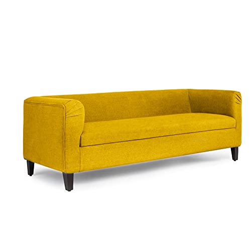Image of Wakefit Sofa Set | 3 Year Warranty | Sofa 5 Seater, 5 Seater Sofa for Living Room, Wooden Sofa Set, Sofa Set 3+1+1 Seater - Miami(Tahoe : Chrome Yellow)