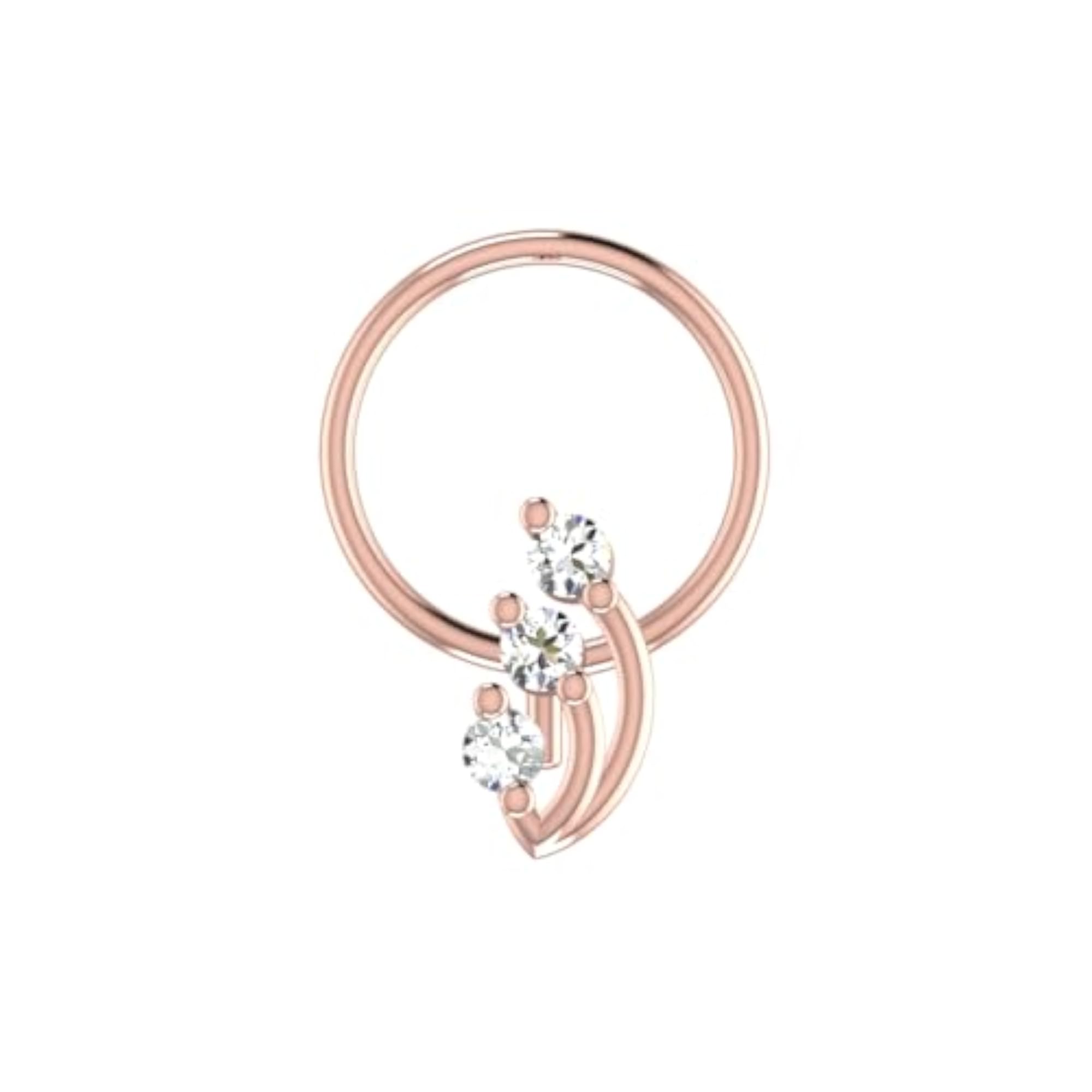 Women's 14Kt Rose Gold Stud Nosering, Stylish
