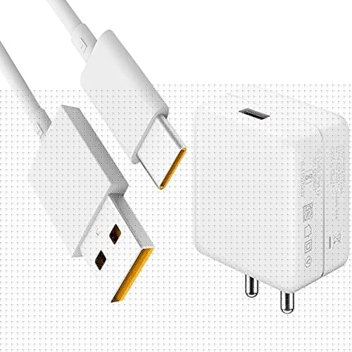 Image of Ultra fast charger type c for Xiaomi Redmi Note 8 Pro , Xiaomi Redmi Note 9 , Xiaomi Redmi Note 9 Pro , Xiaomi Redmi Note 9 Pro Max , Xiaomi Redmi Note 9S , Xiaomi Redmi Pro Adapter Wall Mobile Android Smartphone Certified Heavey Duty Hi Speed Fast Charging Travel Charger With 1.2 Meter Type-C USB Charging Data Cable ( 3.1 Amp , SR ,D- WHITE )
