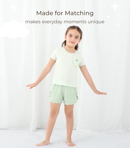 Image of Baby Girls Outfits Sets Summer Tee and Shorts Toddler 2-Piece Set for Kids Cooling Clothes,Viscose Made from Bamboo