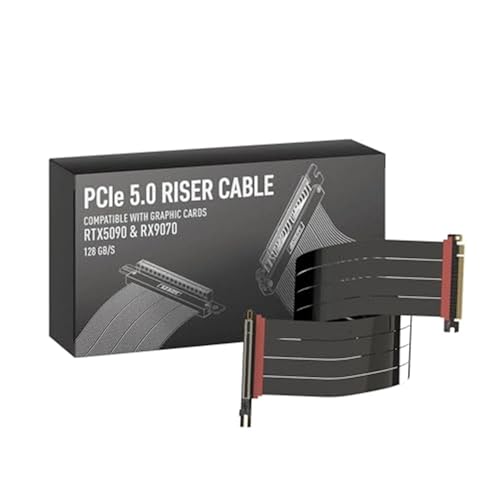 Image of LINKUP PCIE 5.0 Riser Cable | for Vertical GPU Mount | Right Angle | Graphics Card GPU Ready | Usable with PCIe 4.0 & RX 9070 / RTX5090 | 70cm (Total Length: 74cm)