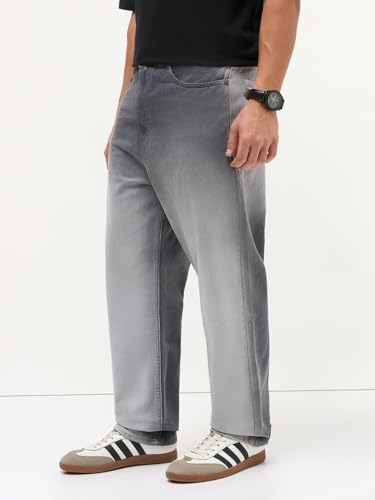 Image of Urbano Fashion Men's Loose Baggy Fit Heavy Washed Faded Denim Jeans Non-Stretchable