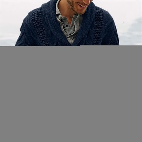 Mens Cable Knit Cardigan Sweater Stand Collar/Shawl Collar Long Sleeve Button Down Loose Fit Soft and Warm2