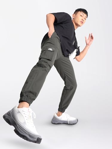 Image of Beyoung Cotton Solid Elastic with Drawstring Cargo Joggers for Men | Regular Fit | 2 Spacious Pockets | Smooth Texture