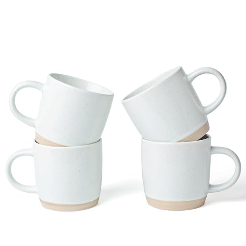 Richmount Milkyway Coffee Mugs Set of 4, 12oz/340ml Stoneware Tea Cups with Large Handle for Latte/Cappuccino/Milk/Cocoa/Tea, Microwave & Dishwasher Safe, White โ image 1