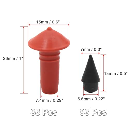 Image of Hetkrishi 32 pc Universal Mushroom Shaped Tire Repair Insert Plugs Red Black 7mm