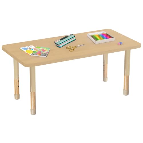 Image of 24 inch x 48 inch Rectangle Kids Classroom Table with Adjustable Chunky Wood Legs