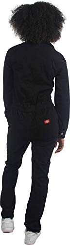 Dickies Girl Junior's Misses Long Sleeve Button Front Coverall, Black, Large #TOP2
