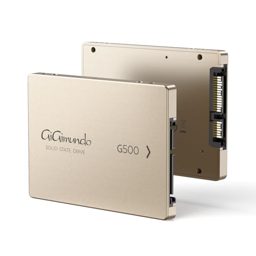 GiGimundo G500 - Disco duro SSD (2,5 pulgadas, 256 GB, SATA III, carcasa de aluminio ligero, SSD interno rápido para ordenador portátil, PC, alta velocidad de lectura y escritura), color oro rosa