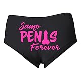 Shark & Hammer Same Penis Forever Pink Text Sexy Naughty Slutty Women's Spandex Cotton Booty Shorts, Black, X-Large