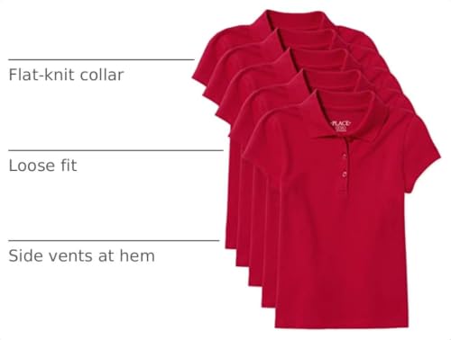 Image of The Children's Place Girls' Short Sleeve Pique Polo, 5 Pack