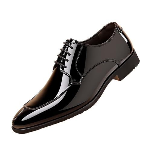 Large Size Leather Shoes Men's Summer Breathable Business British Style Casual Soft Sole Black Shoes Oxfords(Black,46)