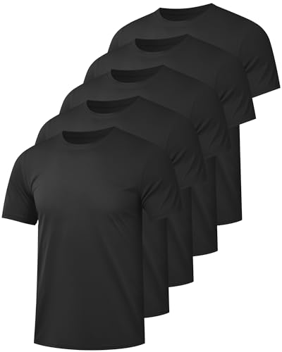 Image of Kinglaman 1 /5 Pack Mesh Workout Shirts for Men Dry Fit Gym Quick Dry Athletic Short Sleeve Sports T-Shirt Moisture Wicking