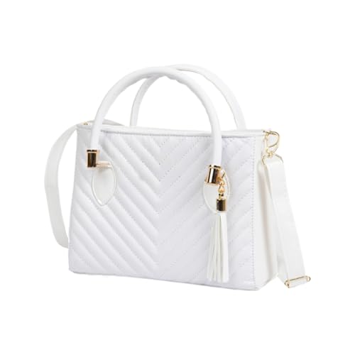 Bolsa Feminina Media Transversal e de Mão Bordado Matelassê(Branco)