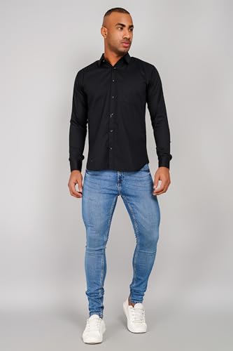 Image of Men's Regular Fit Solid Soft Touch Cotton Casual Shirt with Pocket Design with Spread Collar & Full Sleeves