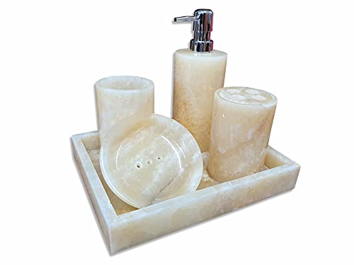 Contenuto della confezione: 1 set da bagno in onice marmo