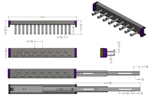Kitchen Inventions 15-Hook Designer Wardrobe Reversible Closet Tie Rack with 11.22 Inch Retractable Pullout Extension (Matte Brass)