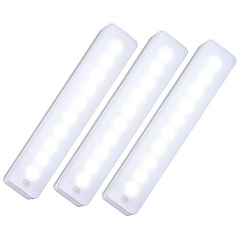 WRalwaysLX 10 LED Bulbs Battery Operated Wireless Motion Nightlight Portable Magnetic Security Closet Light Stick Up Motion Sensor Night Lights for Closets Hallway Stairway 3pack Cool White Cover