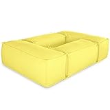 DESHOME - Salón de jardín exterior interior 220 x 160 cm, puf sofá rectangular suave: Puff sofá con relleno desenfundable diseño moderno - Light Puff (amarillo zinc)