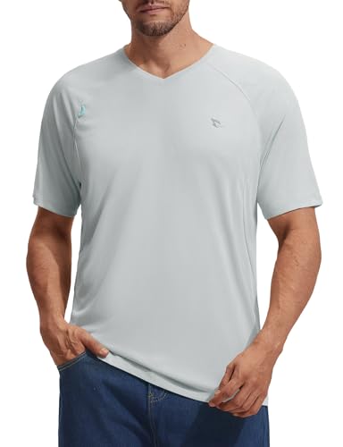 baleaf T Shirt Anti UV Homme, UPF 50+ Protection Solaire T-Shirt De Sport À Manches Courtes Fonctionnel À Séchage Rapide Respirant Corsa Gris L