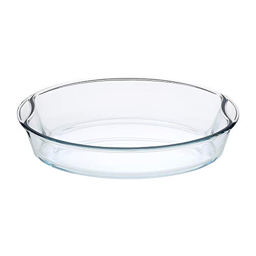 Image of Borosil 2.5 L Baking & Serving Dish with Handle | Bowl Container | Borosilicate Glass Bakeware and Serveware Casserole Dish Tray | Microwave, Oven & Dishwasher Safe | Transparent