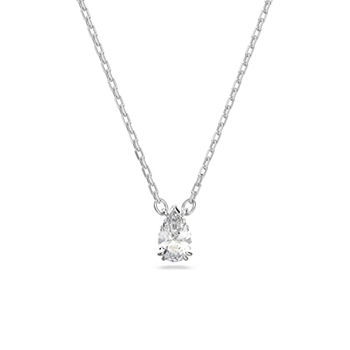 Swarovski Stilla Pendant, Pear cut, White, Rhodium Finish