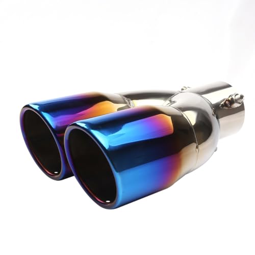 Silencieux d'échappement universel en acier inoxydable double cylindre 63mm-76mm droit