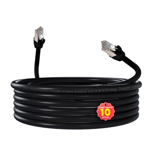 Image of amiciTools Cat 8 Ethernet Cable with 22AWG Solid Core 10 Meter | 40Gbps Ultra High-Speed LAN Cable, 2000MHz Bandwidth, Gold-Plated RJ45, Shielded Network Cable for Gaming, Routers & Servers