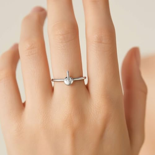 925 Sterling Silver Minimalist Gift Women's Middle Finger Ring 14k White Gold Plated3