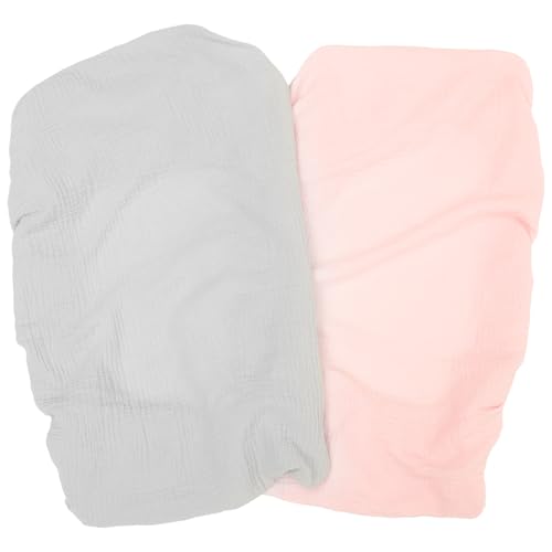 VICASKY Funda para Cambiador de Pañales Elástica 2 Piezas Lavable y Transpirable para Bebés, Algodón Suave, Desmontable, Colores Rosa Claro y Gris, Adecuado para Protección y Cuidado
