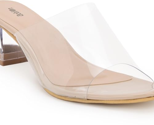 Image of Action Patent Leather Sandals| Pattern| Transparent Block Heel| Ankle Strap Tan