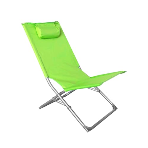 Acomoda Textil – Hamaca Plegable con Respaldo Reclinable y Cojín Integrado para Jardín, Playa o Piscina 76x48x47 cm. Tumbona Portátil Ligera Estable y de Fácil Almacenaje Ideal para Exterior (Verde)