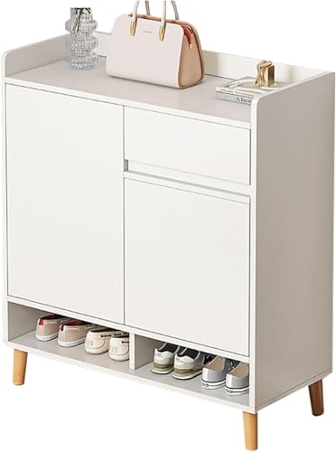 JBJSHHY 靴箱 下駄箱 シューズボックス シューズラック 中華風 和風 侘び靴箱 ベランダ収納 大容量 扉付き 取り外し可能な棚 多用途収納 (ホワイト,60cm)
