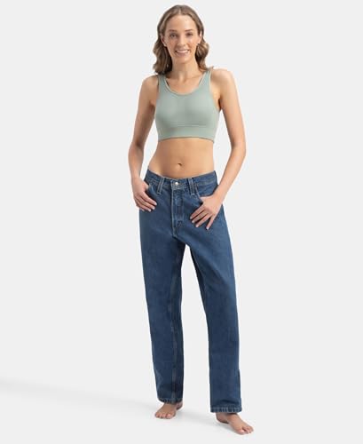 Image of Jockey JW12 Women Wirefree Padded Tencel Lyocell Elastane Stretch Full Coverage Lounge Bra with Stay Fresh Properties and Removable Pads